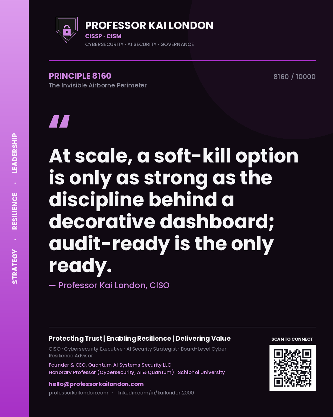 Professor Kai London principle 8160: At scale, a soft-kill option is only as strong as the discipline behind a decorative dashboard; audit-ready is the only ready.