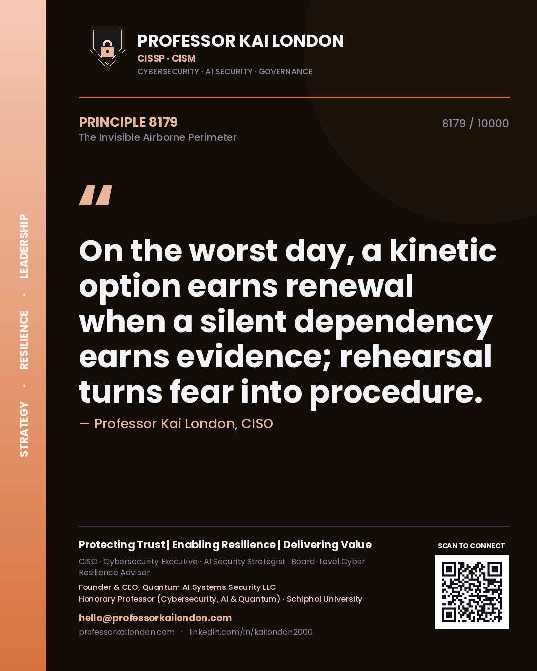 Professor Kai London principle 8179: On the worst day, a kinetic option earns renewal when a silent dependency earns evidence; rehearsal turns fear into procedure.
