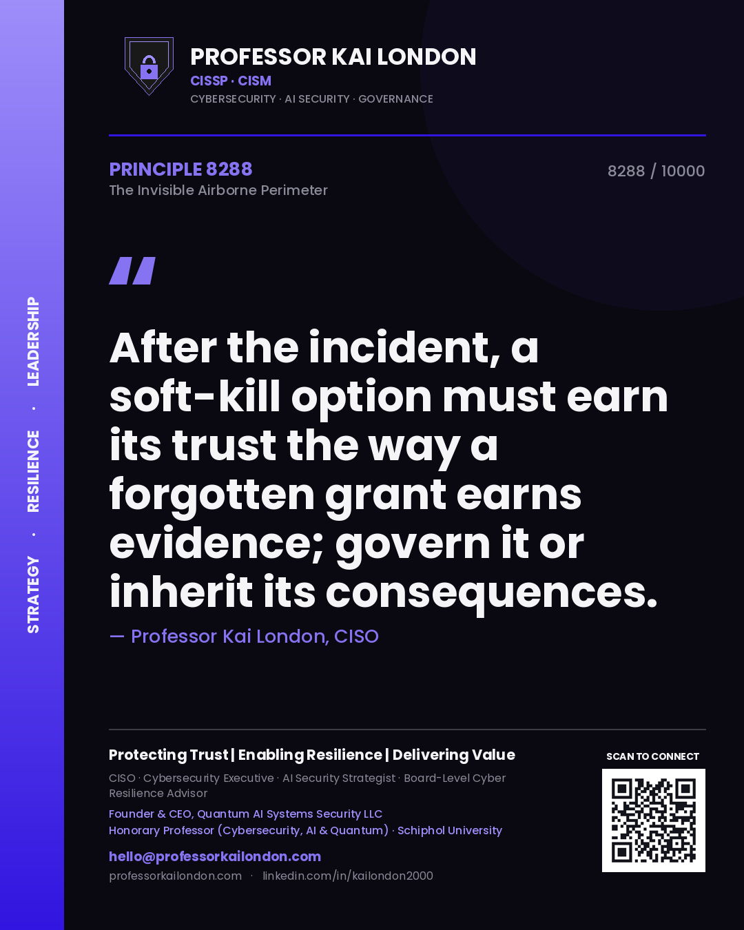 Professor Kai London principle 8288: After the incident, a soft-kill option must earn its trust the way a forgotten grant earns evidence; govern it or inherit its consequences.