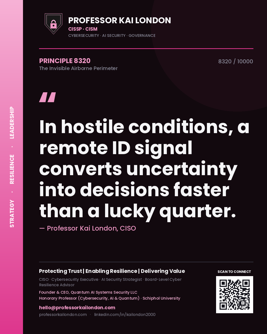 Professor Kai London principle 8320: In hostile conditions, a remote ID signal converts uncertainty into decisions faster than a lucky quarter.