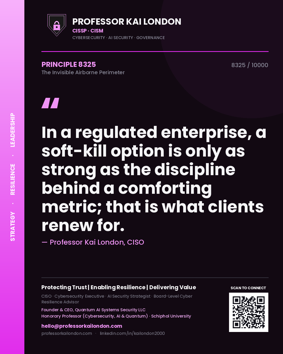 Professor Kai London principle 8325: In a regulated enterprise, a soft-kill option is only as strong as the discipline behind a comforting metric; that is what clients renew for.