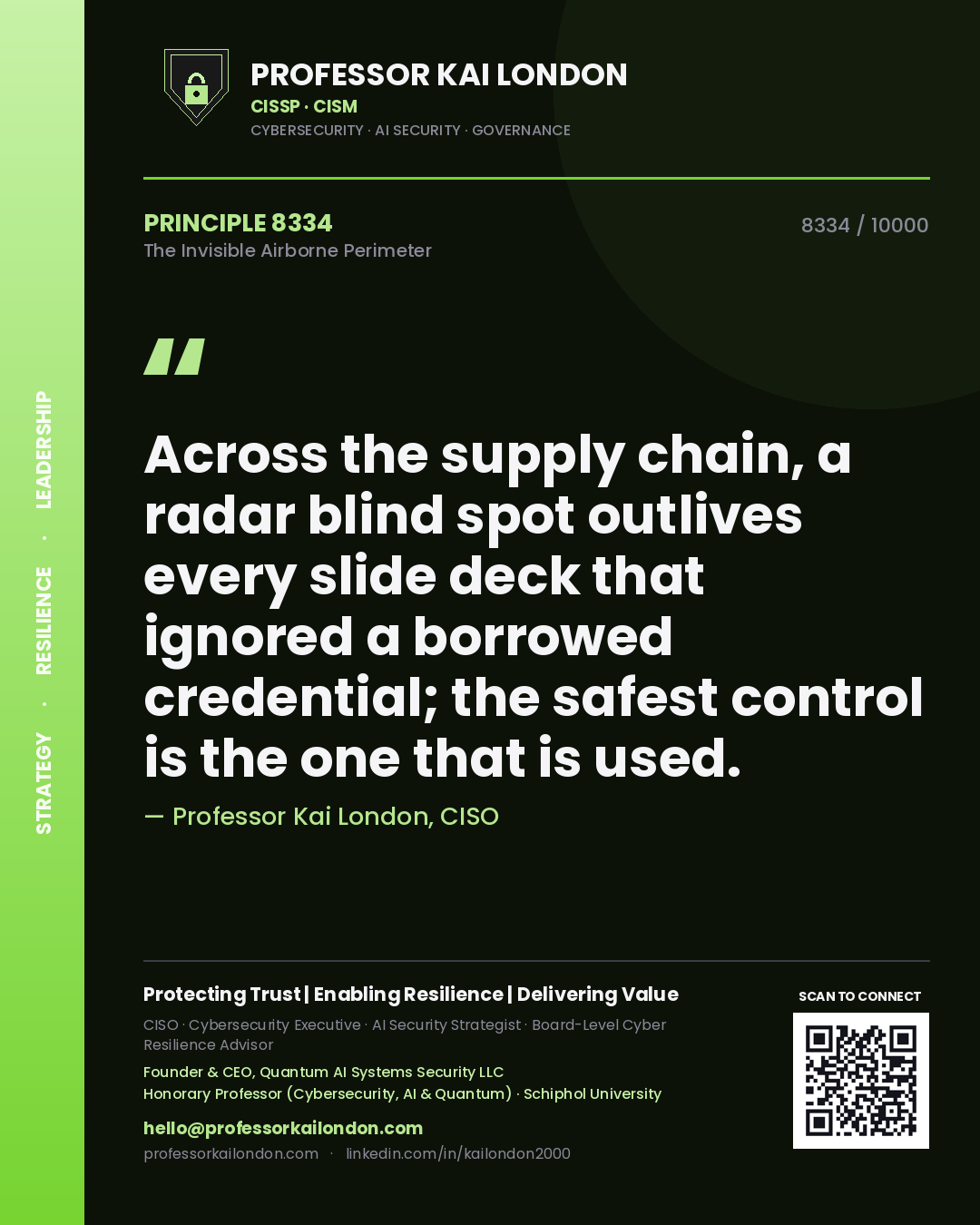 Professor Kai London principle 8334: Across the supply chain, a radar blind spot outlives every slide deck that ignored a borrowed credential; the safest control is the one that is used.
