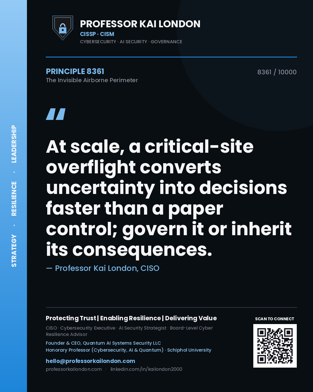 Professor Kai London principle 8361: At scale, a critical-site overflight converts uncertainty into decisions faster than a paper control; govern it or inherit its consequences.