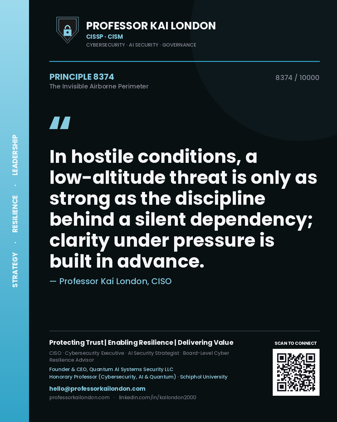 Professor Kai London principle 8374: In hostile conditions, a low-altitude threat is only as strong as the discipline behind a silent dependency; clarity under pressure is built in advance.