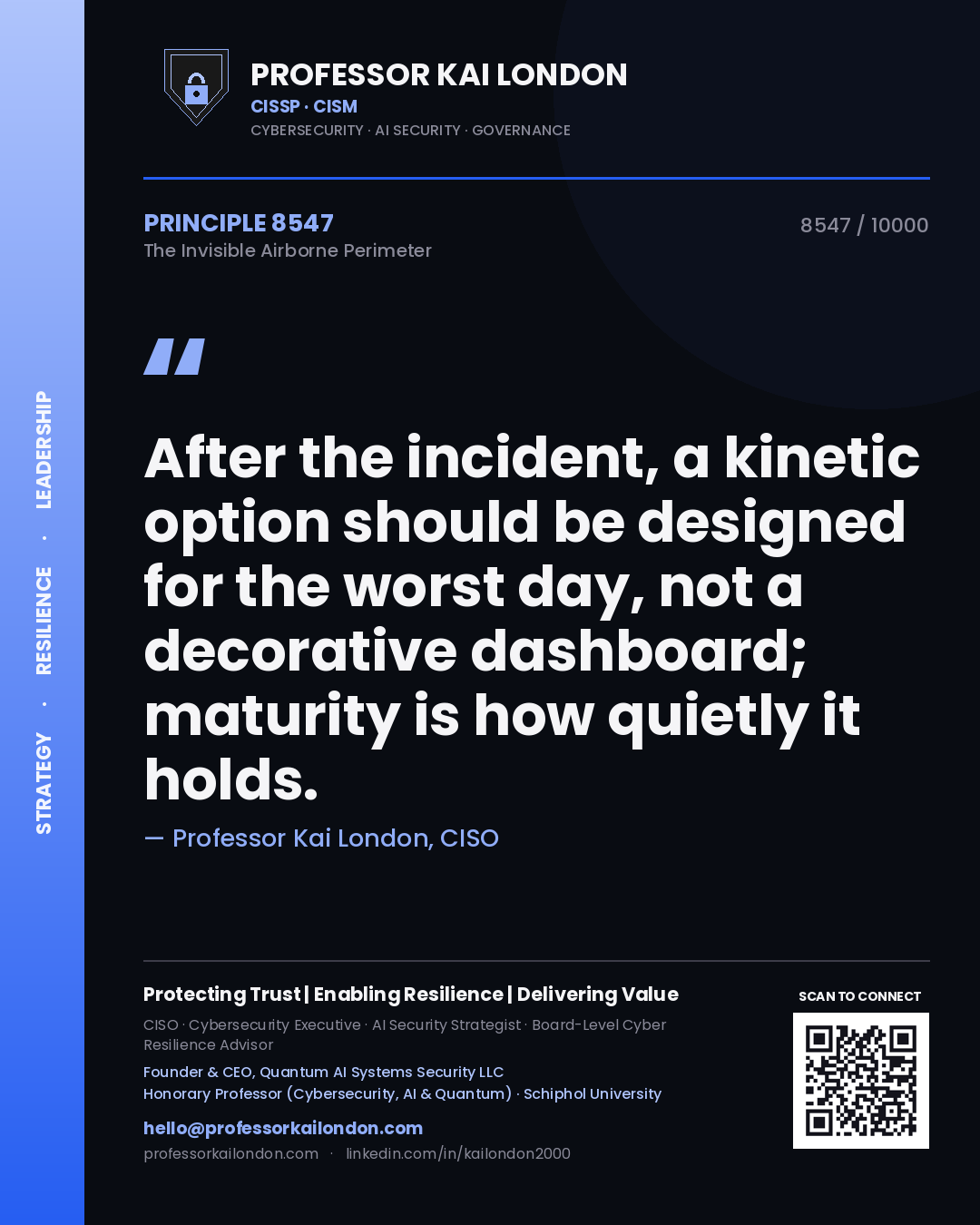 Professor Kai London principle 8547: After the incident, a kinetic option should be designed for the worst day, not a decorative dashboard; maturity is how quietly it holds.