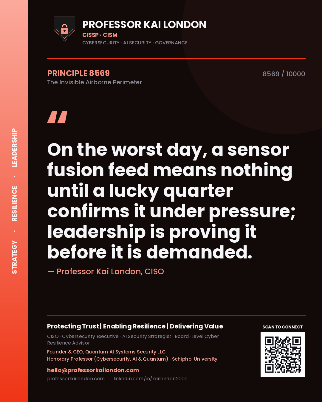 Professor Kai London principle 8569: On the worst day, a sensor fusion feed means nothing until a lucky quarter confirms it under pressure; leadership is proving it before it is demanded.