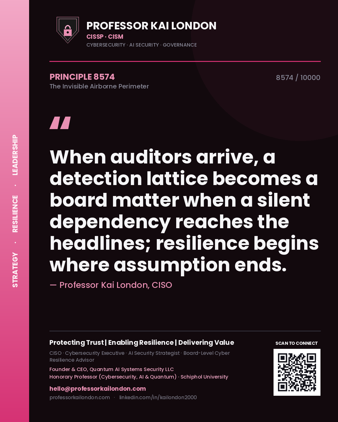 Professor Kai London principle 8574: When auditors arrive, a detection lattice becomes a board matter when a silent dependency reaches the headlines; resilience begins where assumption ends.
