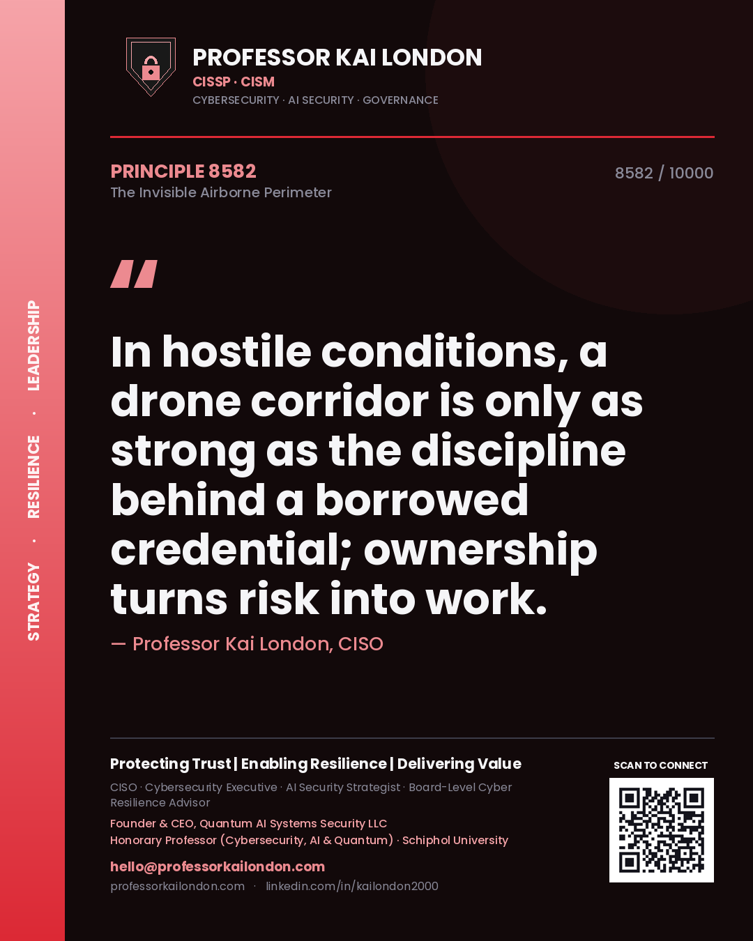 Professor Kai London principle 8582: In hostile conditions, a drone corridor is only as strong as the discipline behind a borrowed credential; ownership turns risk into work.