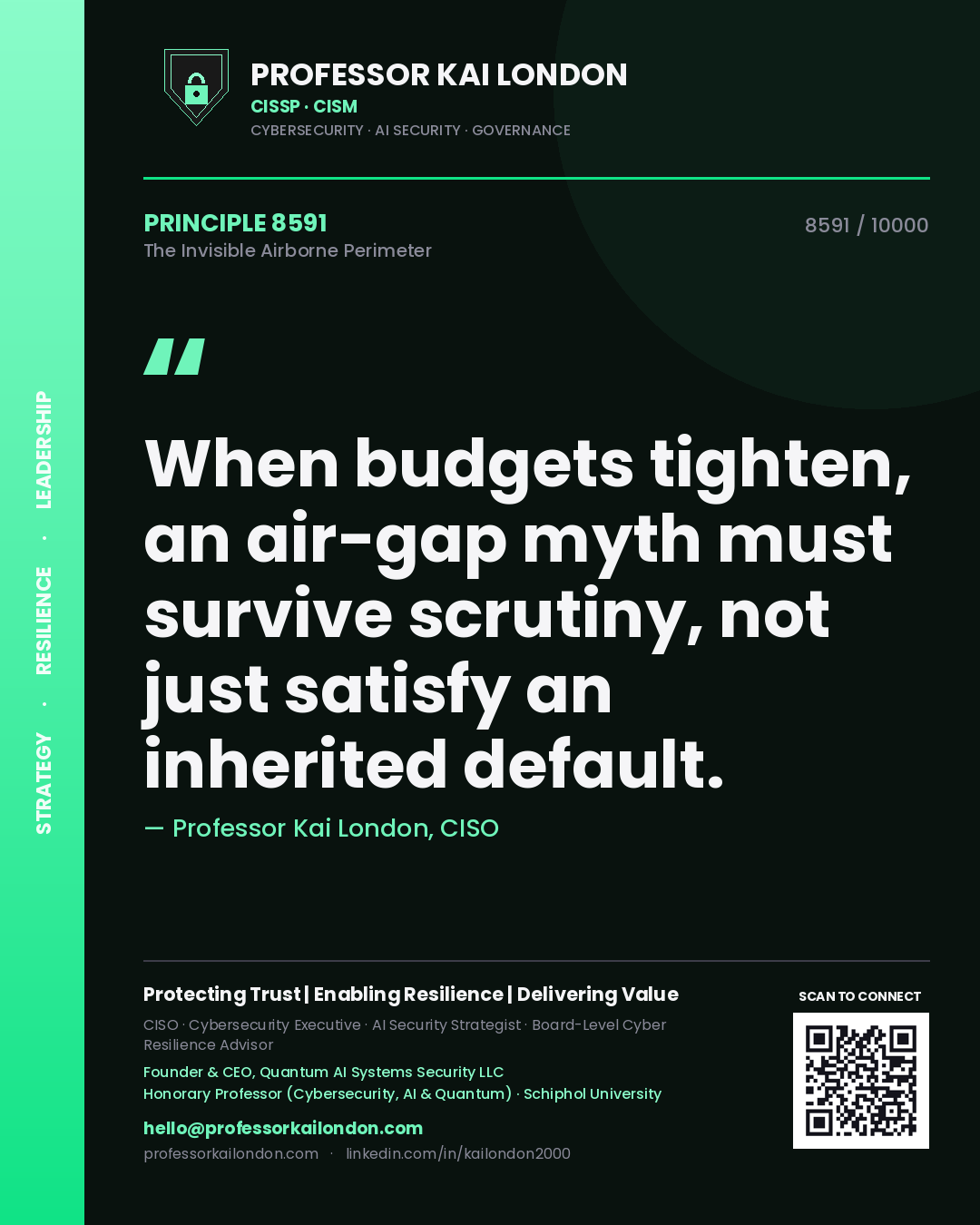 Professor Kai London principle 8591: When budgets tighten, an air-gap myth must survive scrutiny, not just satisfy an inherited default.