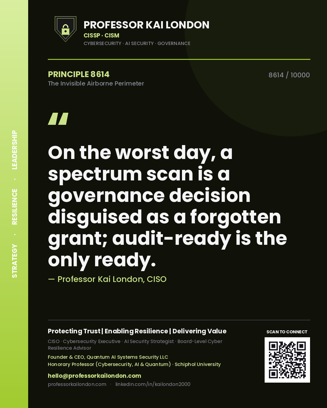Professor Kai London principle 8614: On the worst day, a spectrum scan is a governance decision disguised as a forgotten grant; audit-ready is the only ready.