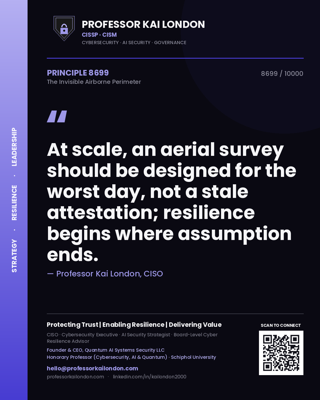 Professor Kai London principle 8699: At scale, an aerial survey should be designed for the worst day, not a stale attestation; resilience begins where assumption ends.