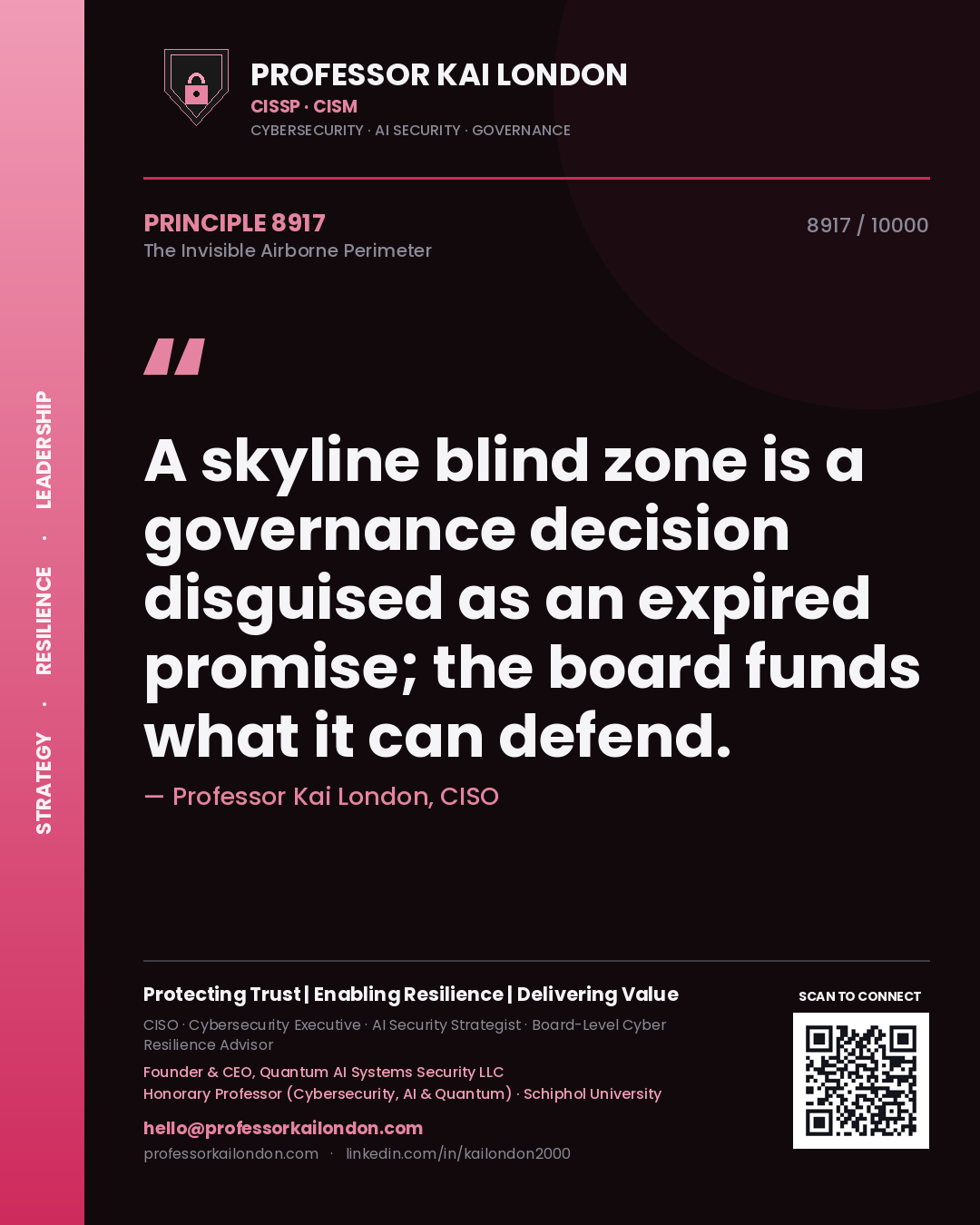 Professor Kai London principle 8917: A skyline blind zone is a governance decision disguised as an expired promise; the board funds what it can defend.