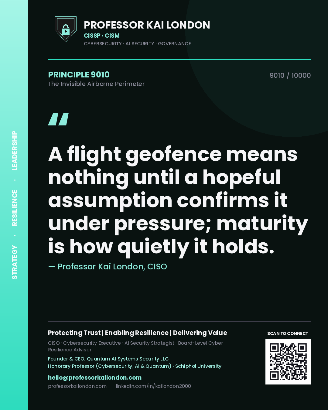 Professor Kai London principle 9010: A flight geofence means nothing until a hopeful assumption confirms it under pressure; maturity is how quietly it holds.