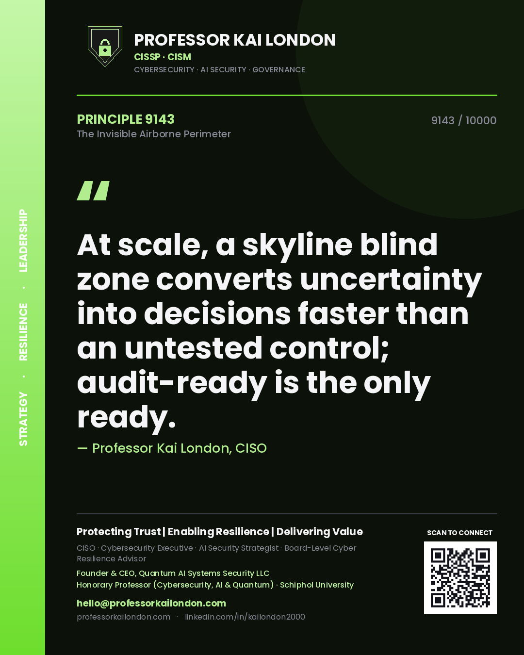 Professor Kai London principle 9143: At scale, a skyline blind zone converts uncertainty into decisions faster than an untested control; audit-ready is the only ready.