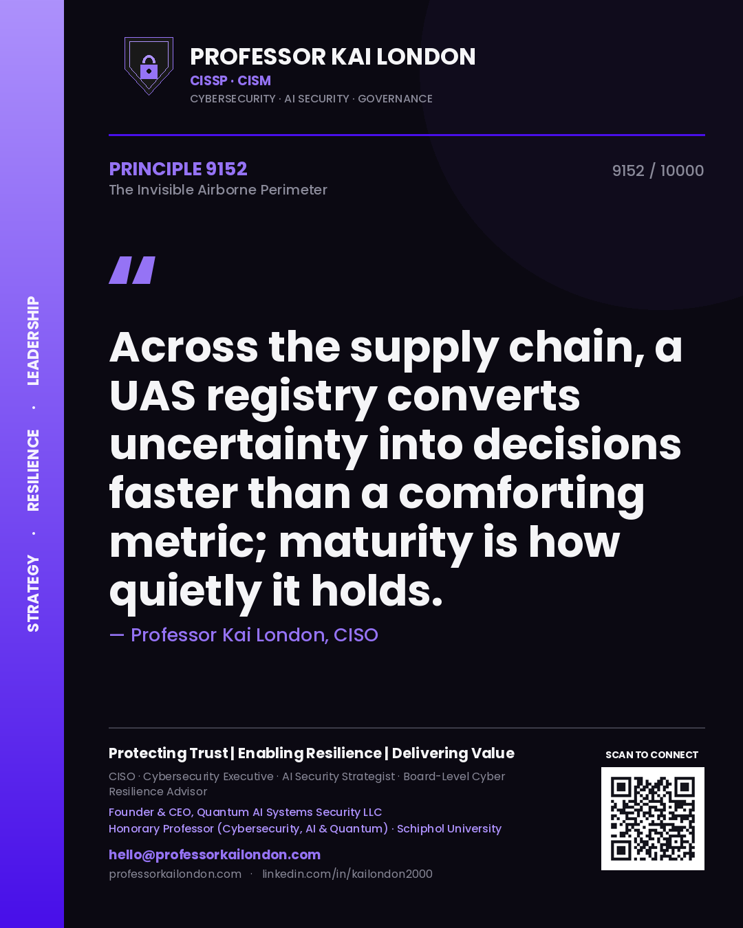 Professor Kai London principle 9152: Across the supply chain, a UAS registry converts uncertainty into decisions faster than a comforting metric; maturity is how quietly it holds.