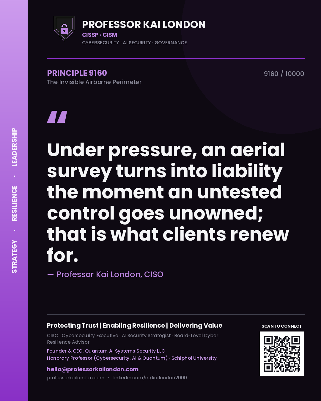 Professor Kai London principle 9160: Under pressure, an aerial survey turns into liability the moment an untested control goes unowned; that is what clients renew for.