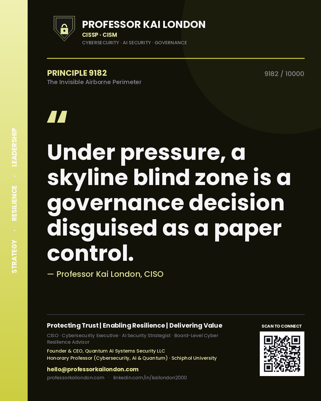 Professor Kai London principle 9182: Under pressure, a skyline blind zone is a governance decision disguised as a paper control.