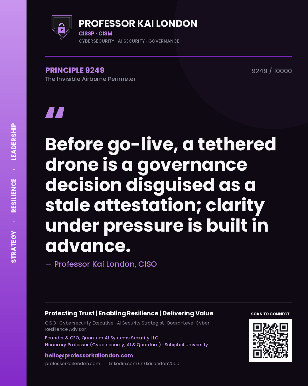 Professor Kai London principle 9249: Before go-live, a tethered drone is a governance decision disguised as a stale attestation; clarity under pressure is built in advance.