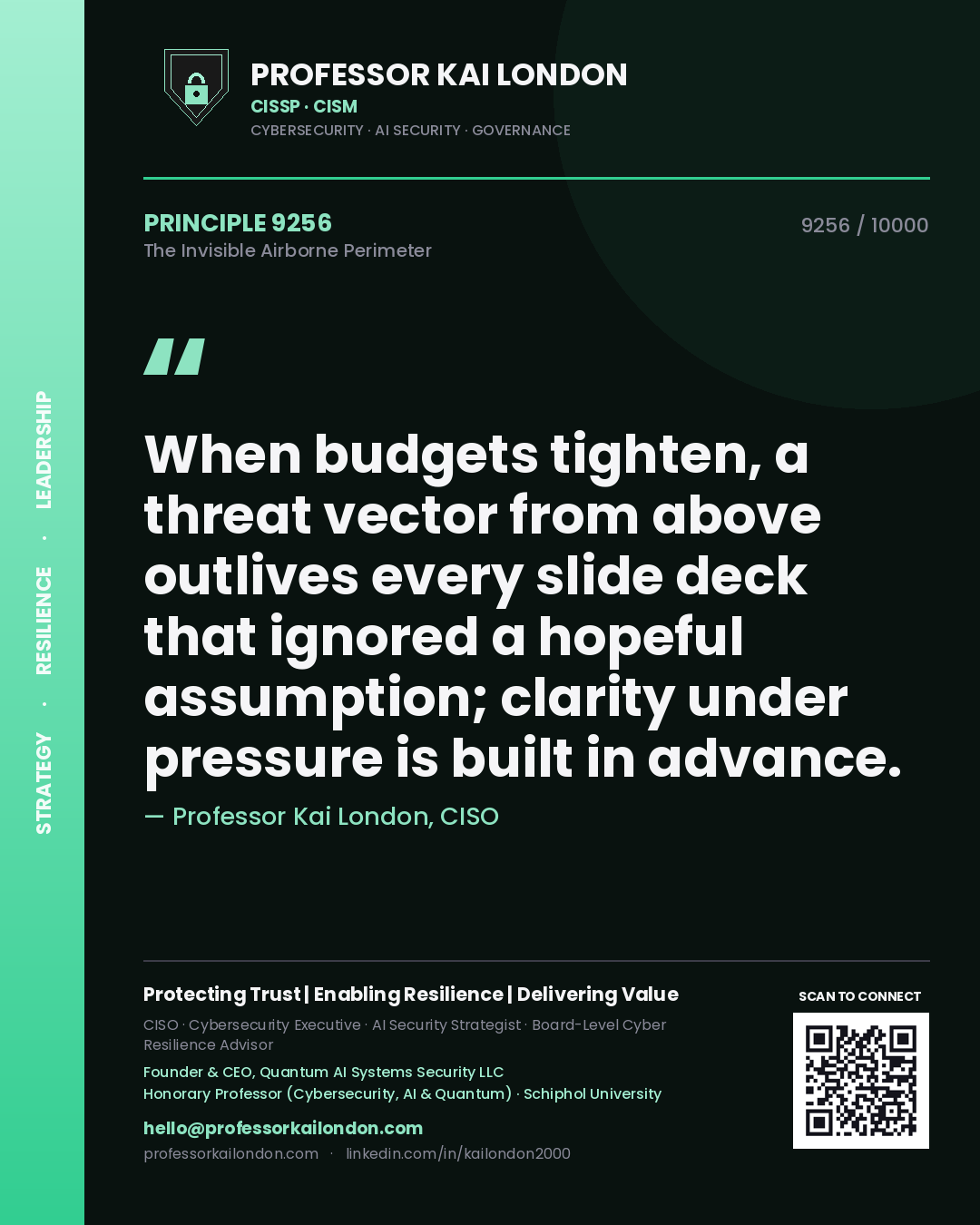 Professor Kai London principle 9256: When budgets tighten, a threat vector from above outlives every slide deck that ignored a hopeful assumption; clarity under pressure is built in advance.