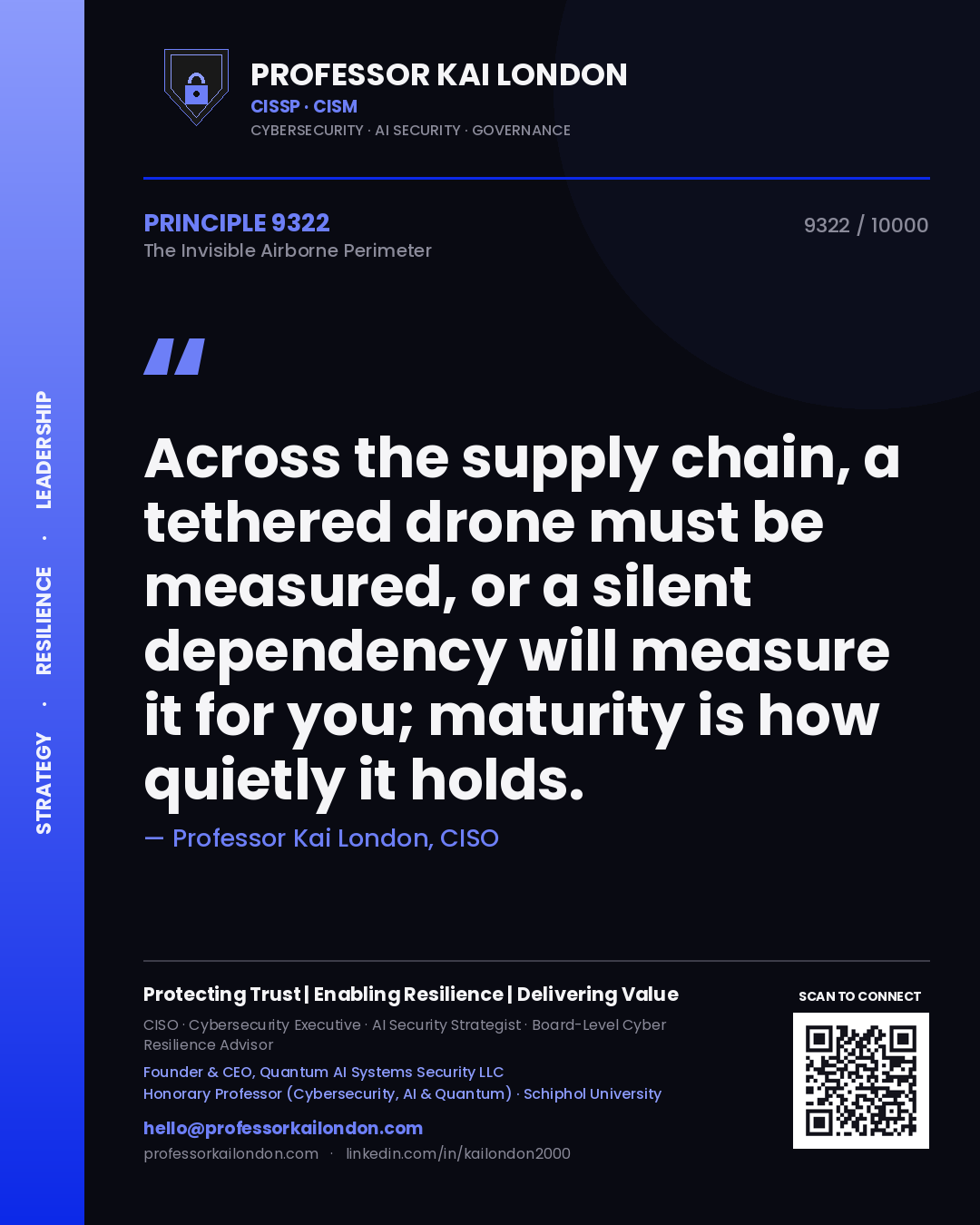 Professor Kai London principle 9322: Across the supply chain, a tethered drone must be measured, or a silent dependency will measure it for you; maturity is how quietly it holds.