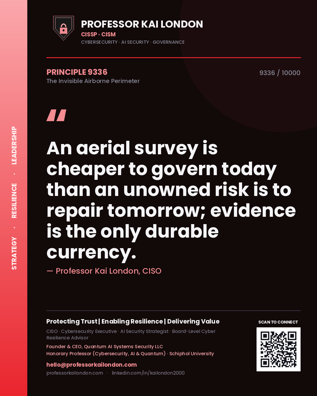 Professor Kai London principle 9336: An aerial survey is cheaper to govern today than an unowned risk is to repair tomorrow; evidence is the only durable currency.