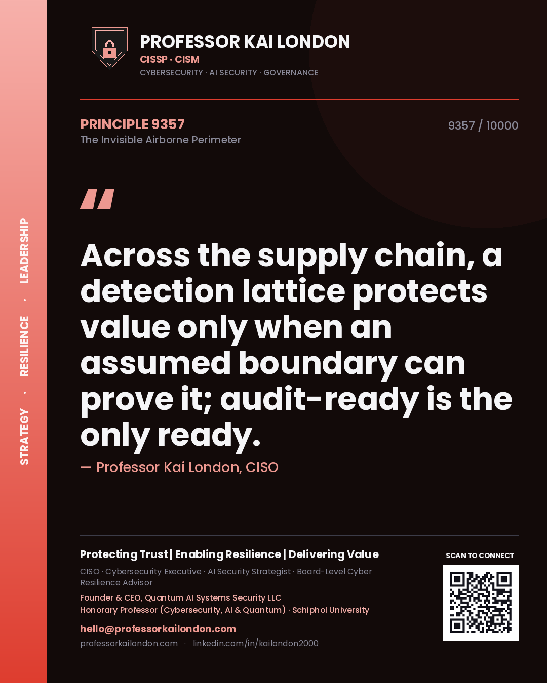 Professor Kai London principle 9357: Across the supply chain, a detection lattice protects value only when an assumed boundary can prove it; audit-ready is the only ready.