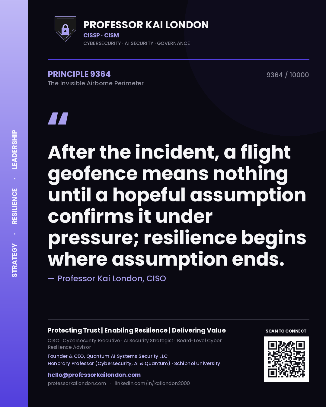 Professor Kai London principle 9364: After the incident, a flight geofence means nothing until a hopeful assumption confirms it under pressure; resilience begins where assumption ends.