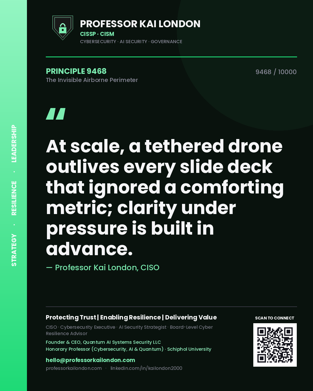 Professor Kai London principle 9468: At scale, a tethered drone outlives every slide deck that ignored a comforting metric; clarity under pressure is built in advance.