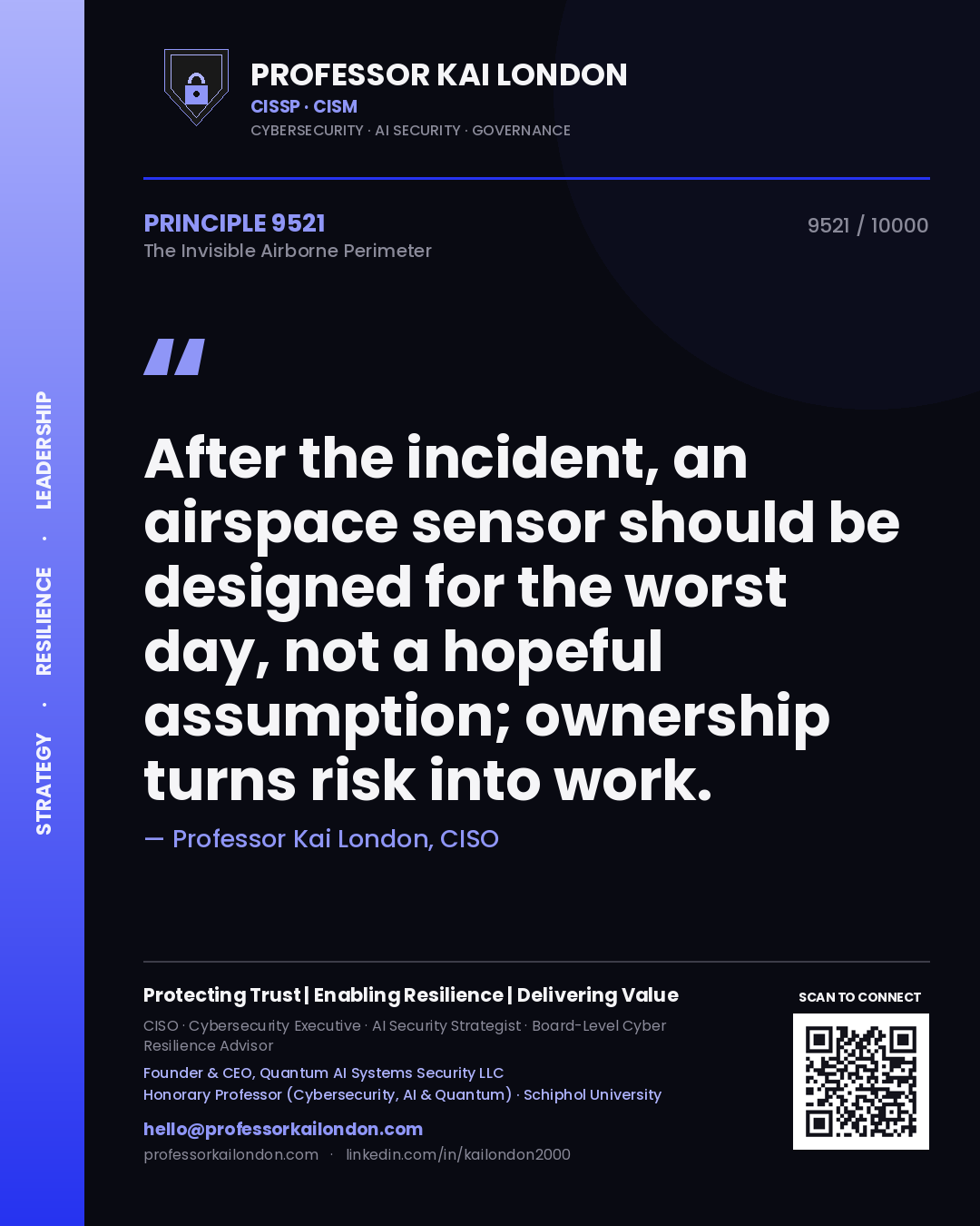 Professor Kai London principle 9521: After the incident, an airspace sensor should be designed for the worst day, not a hopeful assumption; ownership turns risk into work.