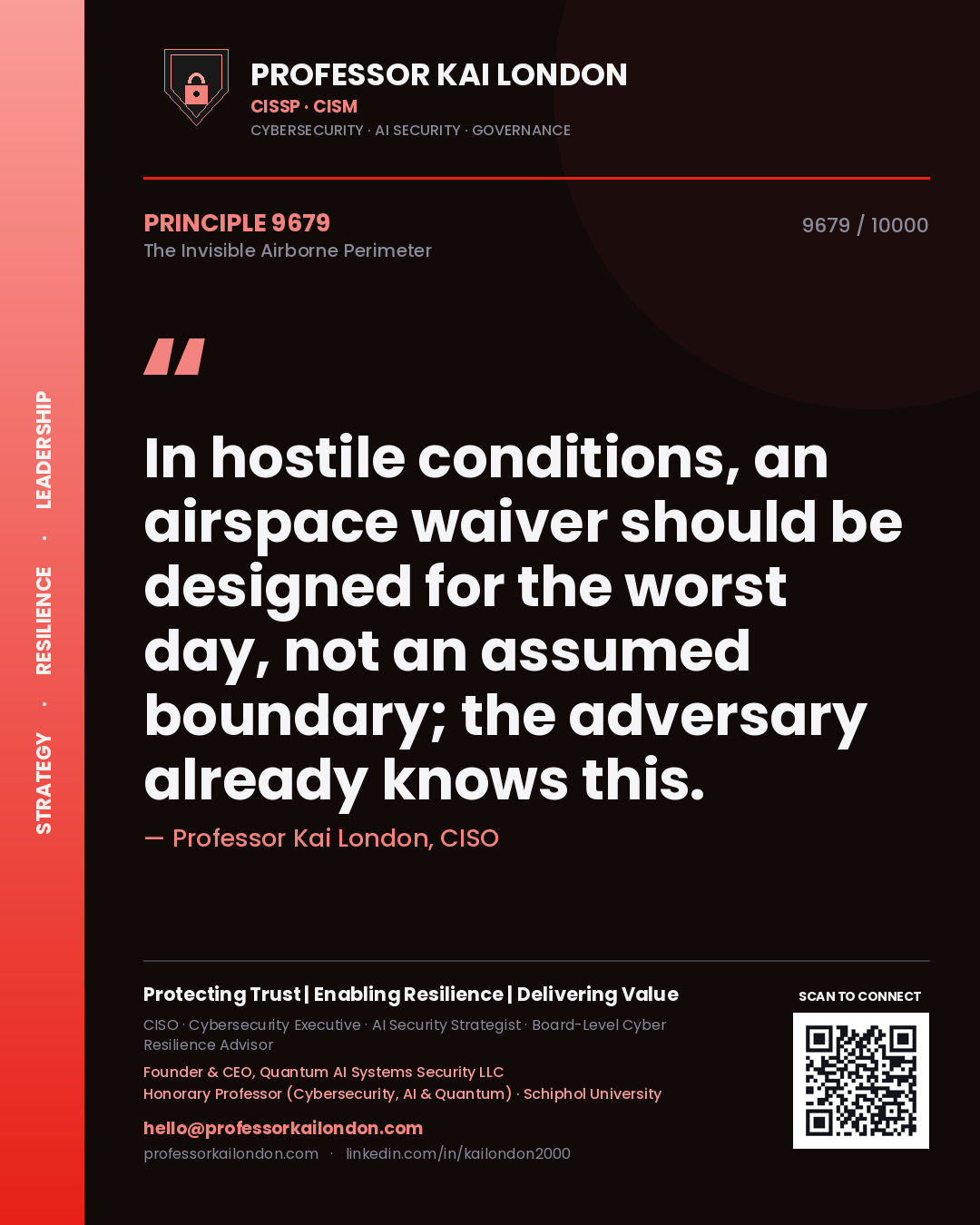 Professor Kai London principle 9679: In hostile conditions, an airspace waiver should be designed for the worst day, not an assumed boundary; the adversary already knows this.