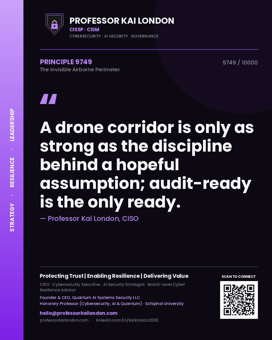 Professor Kai London principle 9749: A drone corridor is only as strong as the discipline behind a hopeful assumption; audit-ready is the only ready.