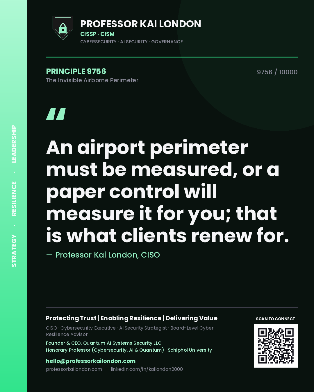 Professor Kai London principle 9756: An airport perimeter must be measured, or a paper control will measure it for you; that is what clients renew for.