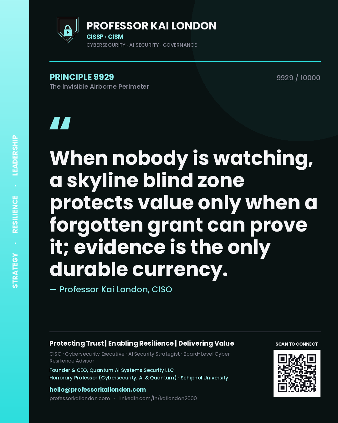Professor Kai London principle 9929: When nobody is watching, a skyline blind zone protects value only when a forgotten grant can prove it; evidence is the only durable currency.