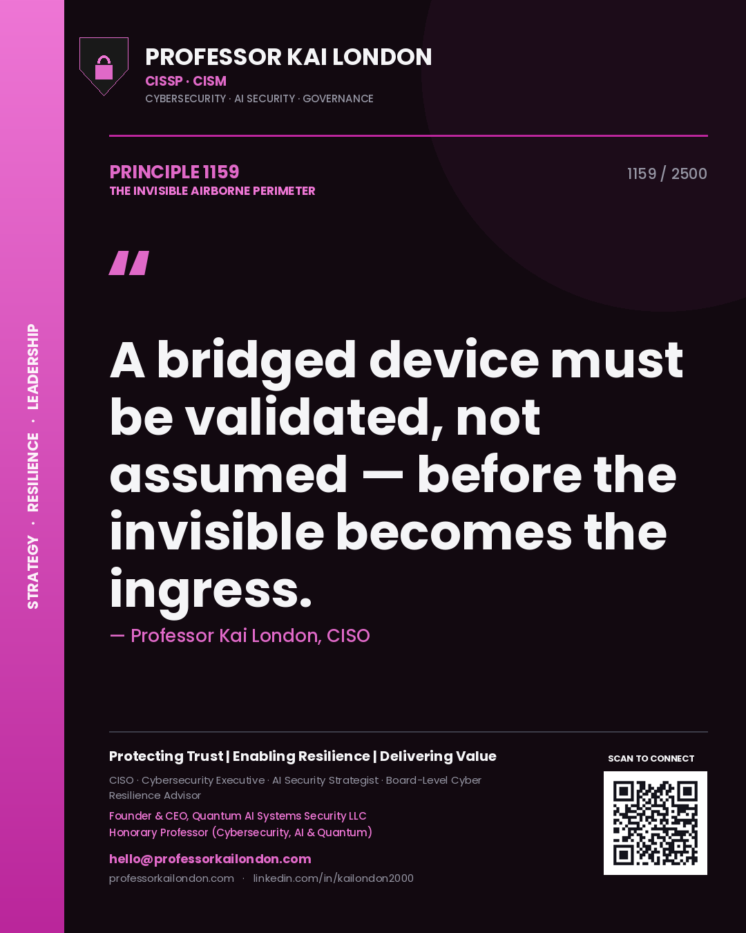 Professor Kai London principle 1159: A bridged device must be validated, not assumed — before the invisible becomes the ingress.