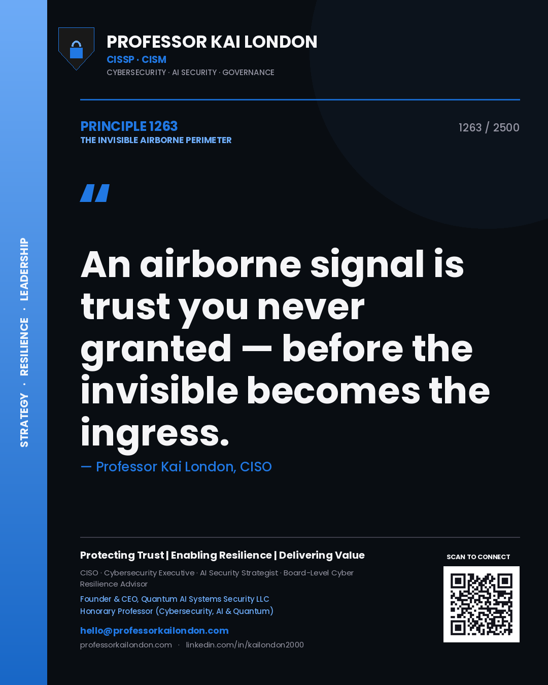Professor Kai London principle 1263: An airborne signal is trust you never granted — before the invisible becomes the ingress.