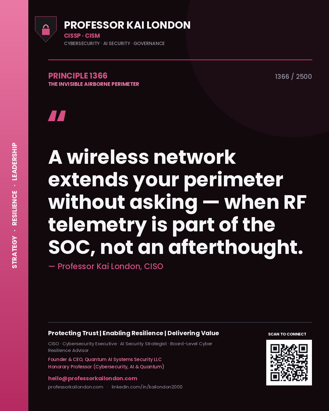 Professor Kai London principle 1366: A wireless network extends your perimeter without asking — when RF telemetry is part of the SOC, not an afterthought.