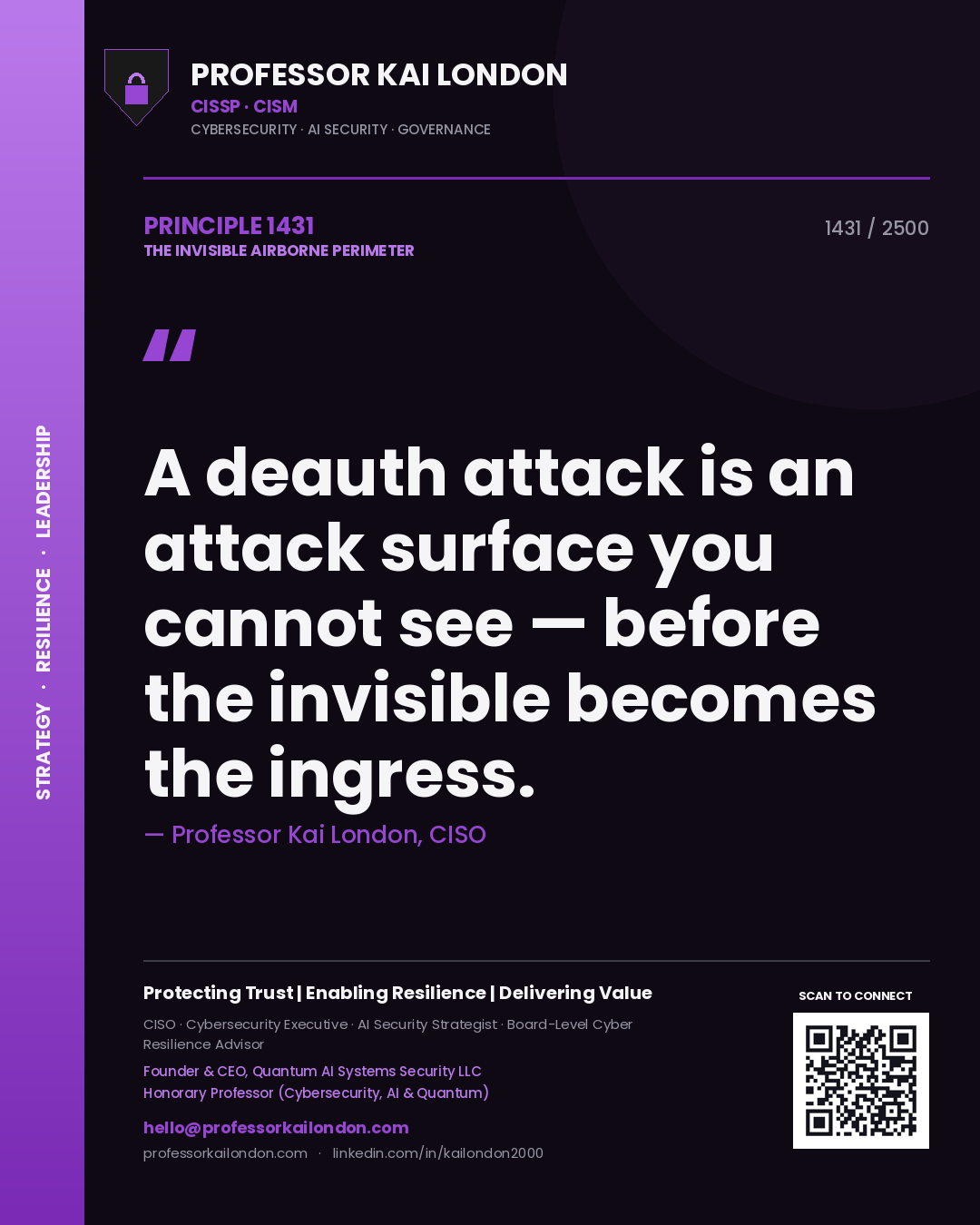 Professor Kai London principle 1431: A deauth attack is an attack surface you cannot see — before the invisible becomes the ingress.