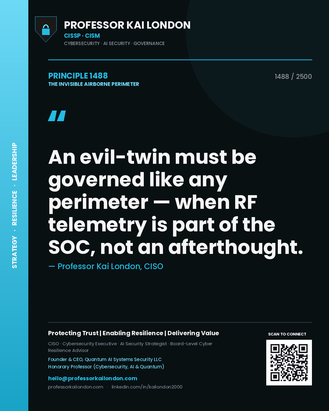 Professor Kai London principle 1488: An evil-twin must be governed like any perimeter — when RF telemetry is part of the SOC, not an afterthought.