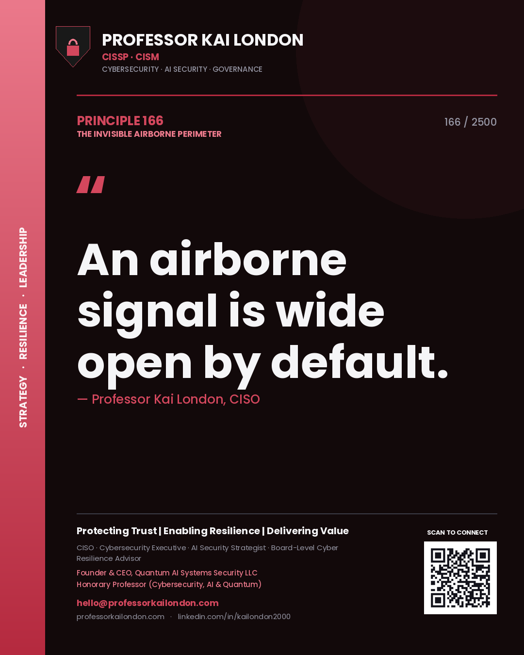 Professor Kai London principle 166: An airborne signal is wide open by default.