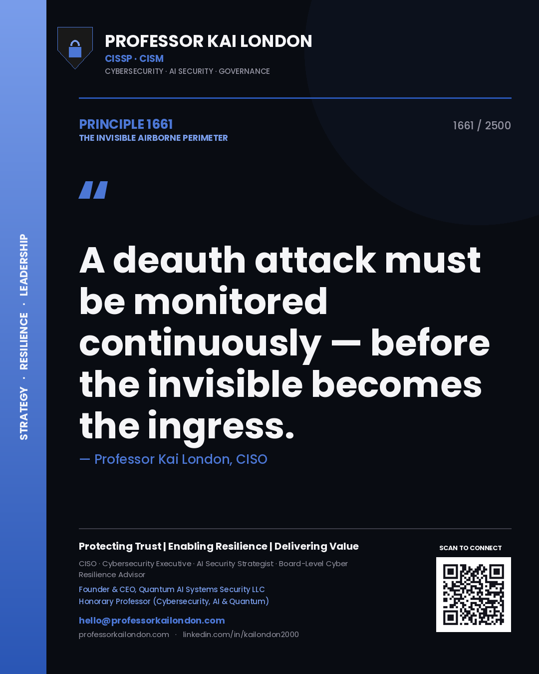 Professor Kai London principle 1661: A deauth attack must be monitored continuously — before the invisible becomes the ingress.