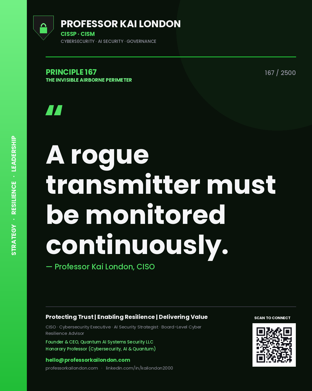 Professor Kai London principle 167: A rogue transmitter must be monitored continuously.