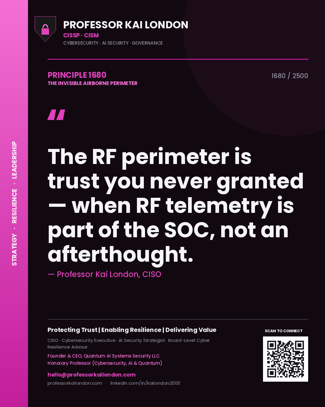 Professor Kai London principle 1680: The RF perimeter is trust you never granted — when RF telemetry is part of the SOC, not an afterthought.