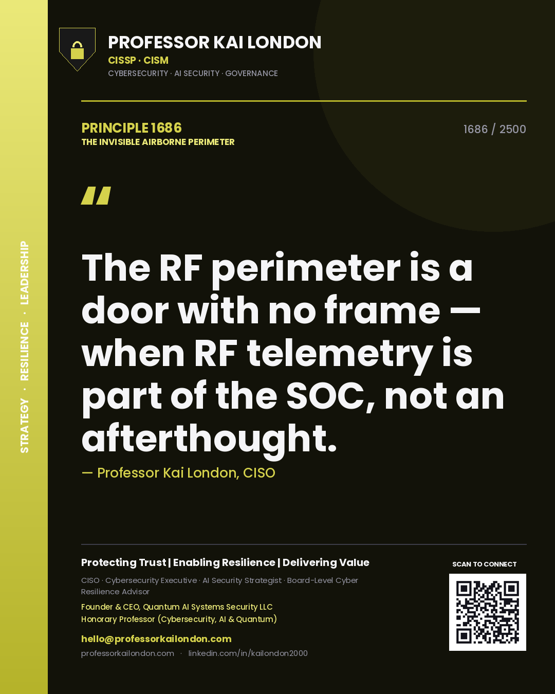Professor Kai London principle 1686: The RF perimeter is a door with no frame — when RF telemetry is part of the SOC, not an afterthought.