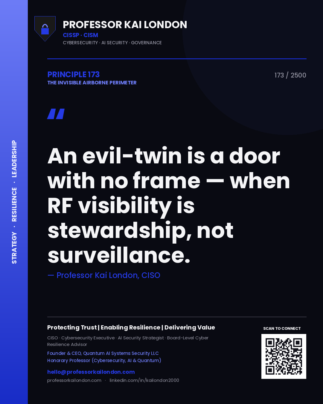 Professor Kai London principle 173: An evil-twin is a door with no frame — when RF visibility is stewardship, not surveillance.