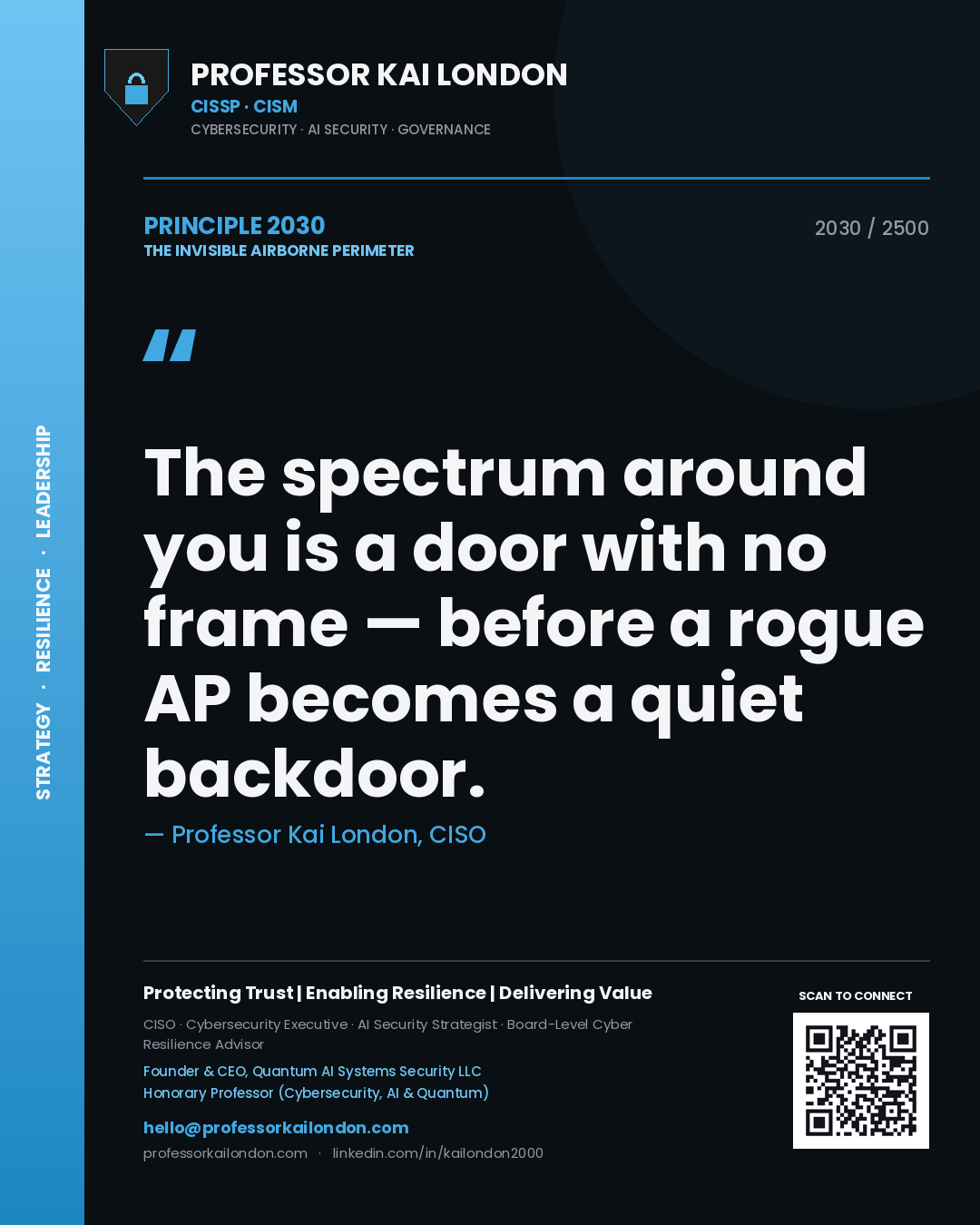 Professor Kai London principle 2030: The spectrum around you is a door with no frame — before a rogue AP becomes a quiet backdoor.