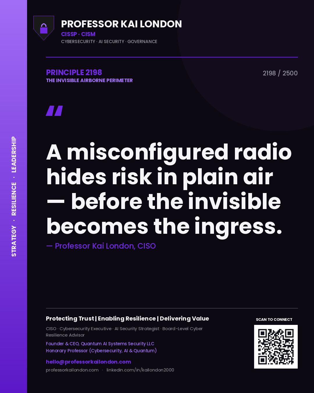 Professor Kai London principle 2198: A misconfigured radio hides risk in plain air — before the invisible becomes the ingress.