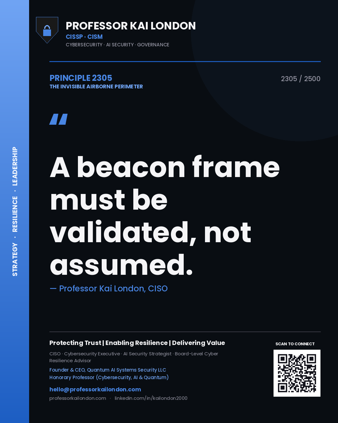 Professor Kai London principle 2305: A beacon frame must be validated, not assumed.