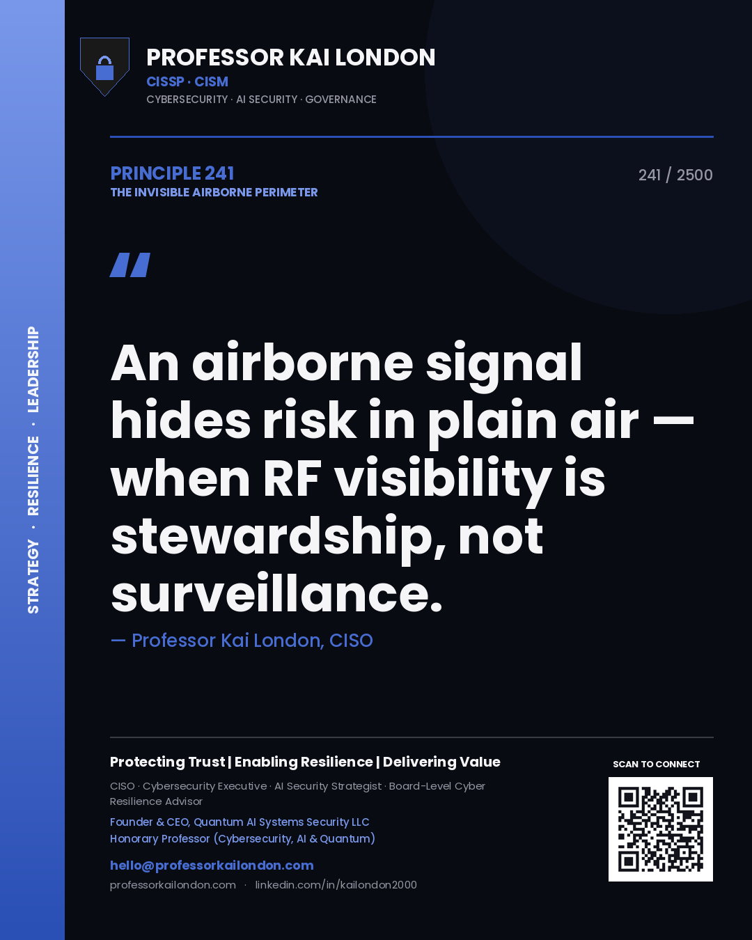Professor Kai London principle 241: An airborne signal hides risk in plain air — when RF visibility is stewardship, not surveillance.