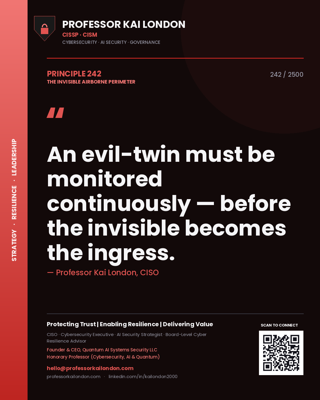 Professor Kai London principle 242: An evil-twin must be monitored continuously — before the invisible becomes the ingress.