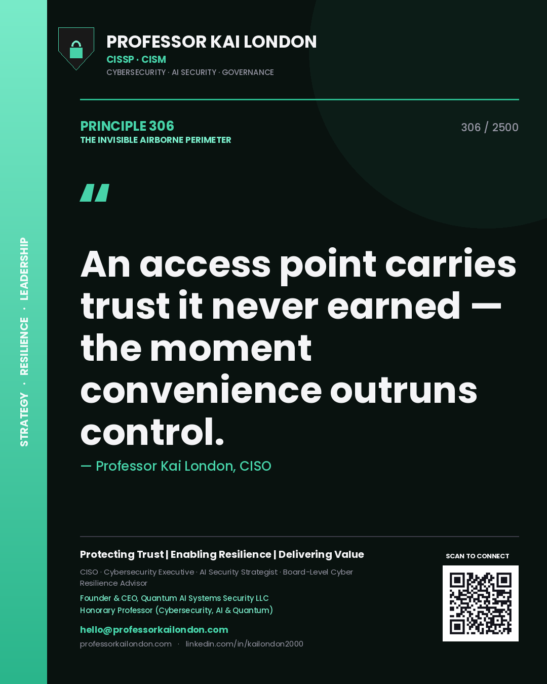 Professor Kai London principle 306: An access point carries trust it never earned — the moment convenience outruns control.